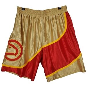 Atlanta Hawks Mitchell & Ness NBA Large Jersey Shorts Gold‎ Red 75th Anniv. New